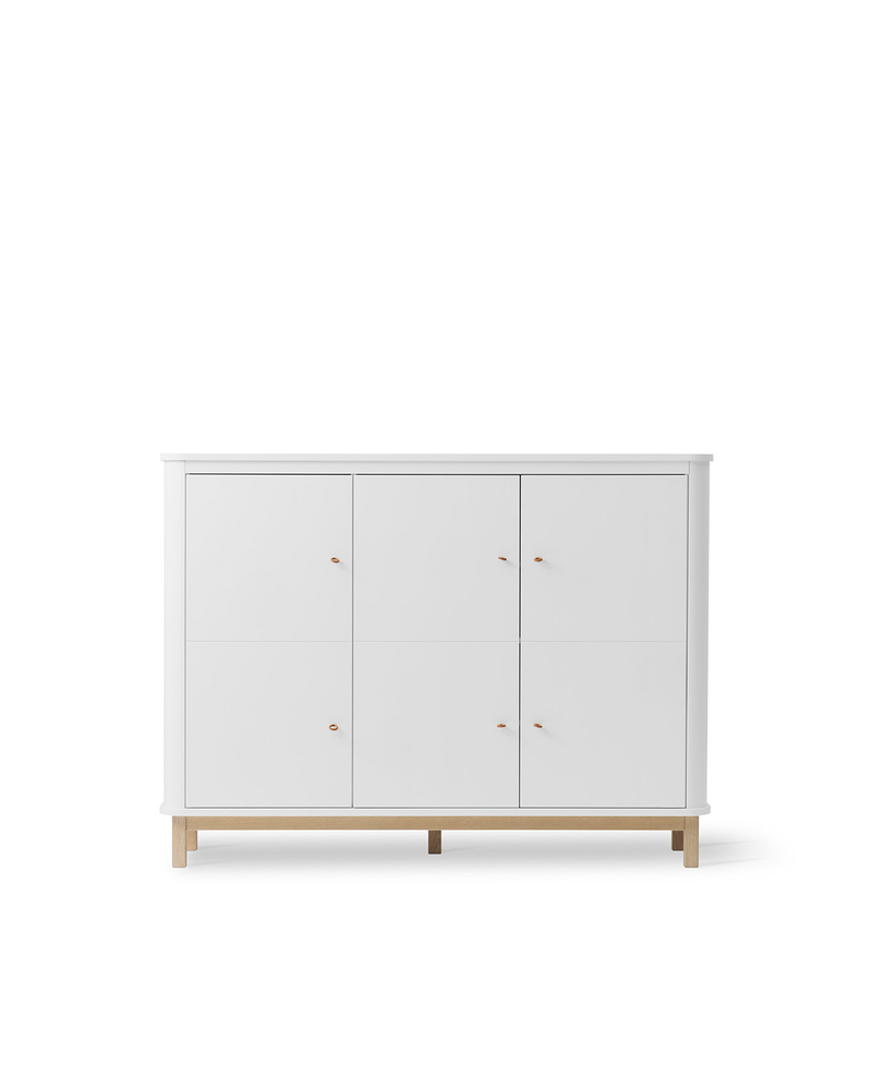 Wood multi cupboard 3 doors - white/oak