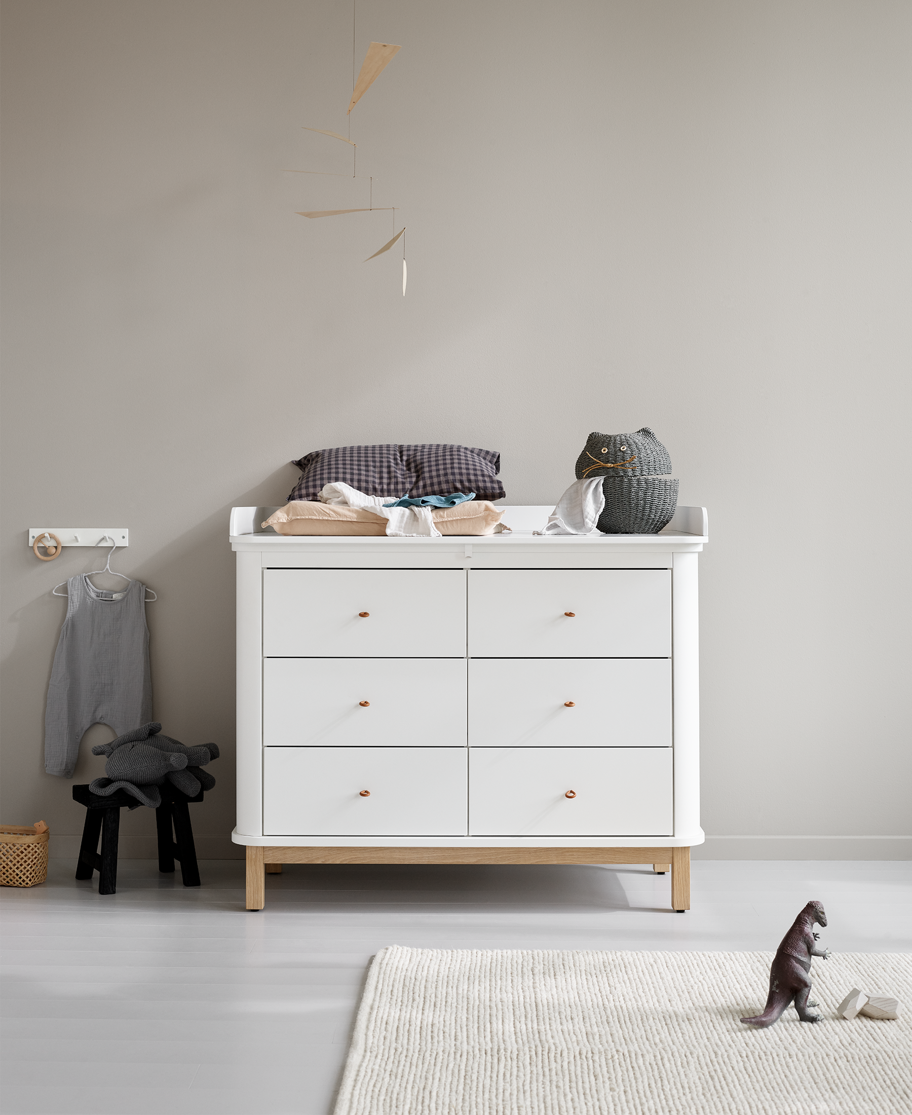 Wood nursery top for dresser 6 & 3 drawers, white