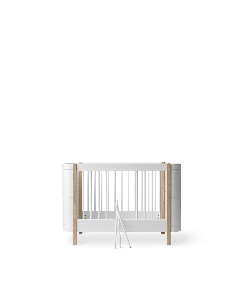 Wood Mini+ cot bed, white/oak