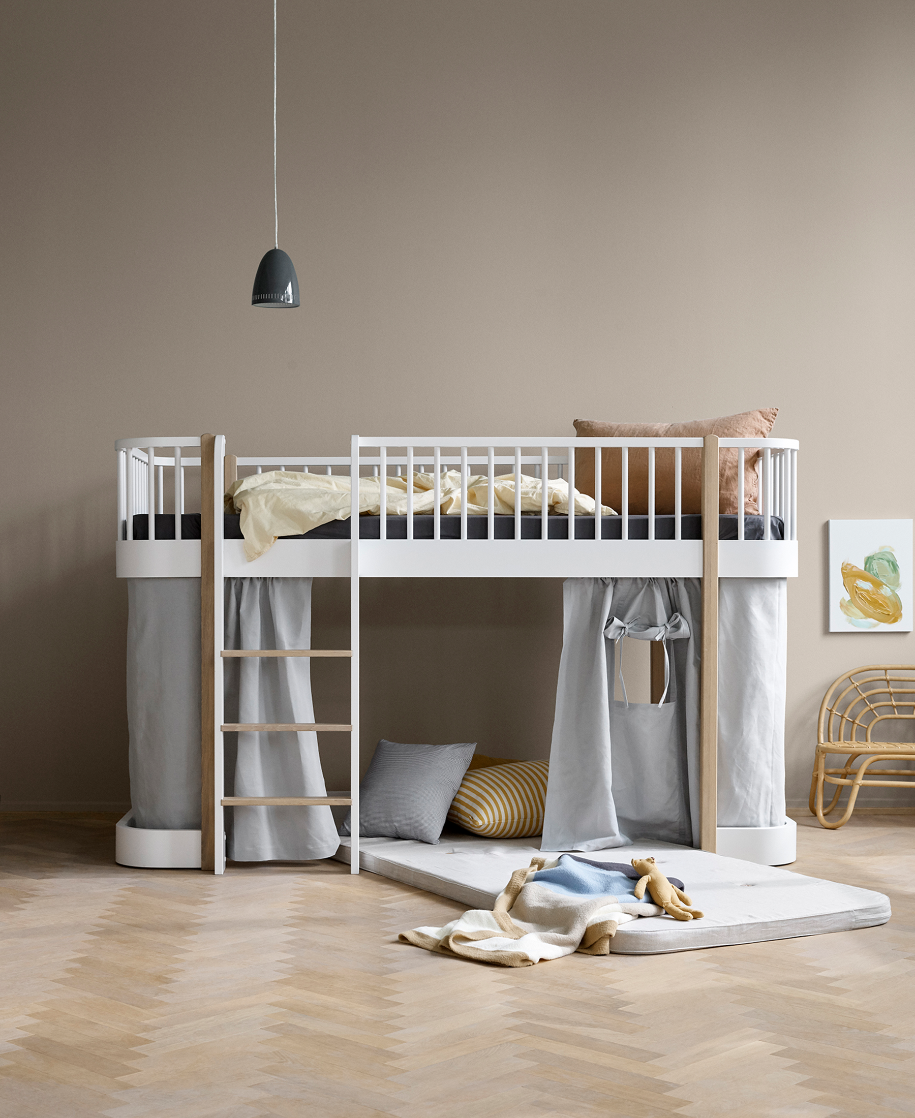 Curtain for Wood Original low loft bed (138 cm), grey