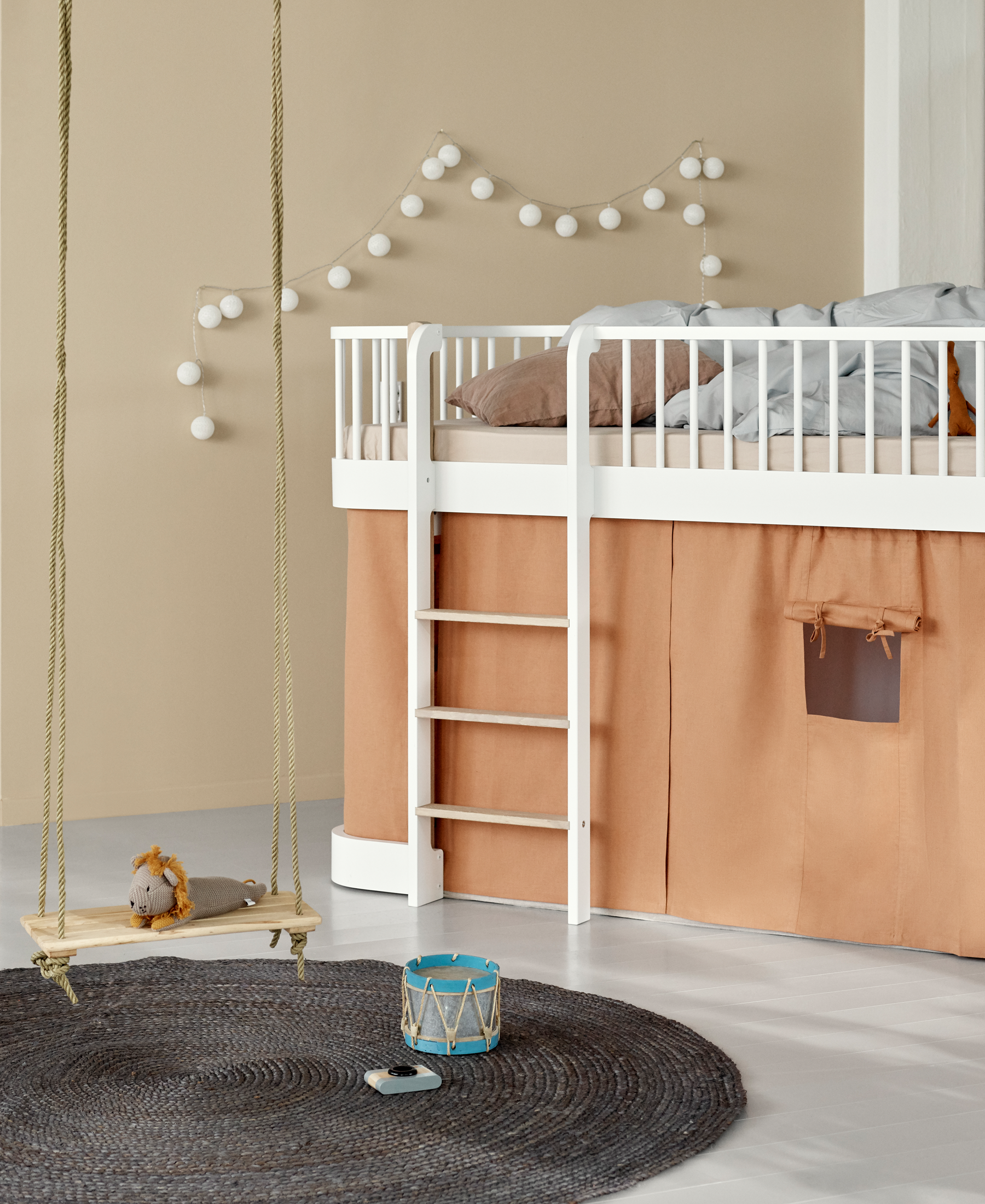 Curtain for Wood Original low loft bed (138 cm), caramel
