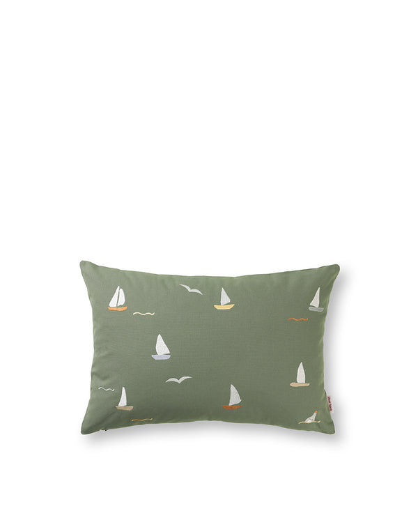 Embroidered Cushion, Sailboats