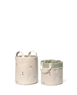2-pack Embroidered Storage Baskets, small, Leaves