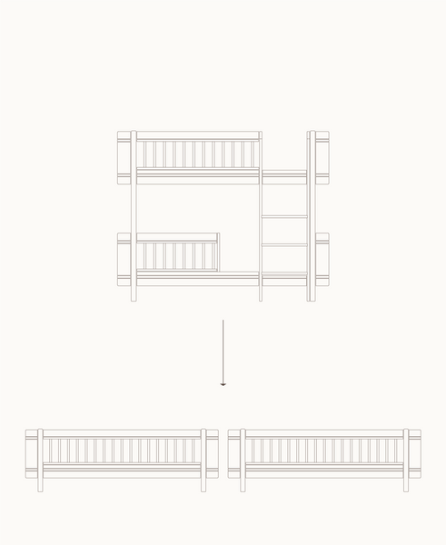 Mini+ low bunk bed to 2 junior beds, white – Oliver Furniture Com