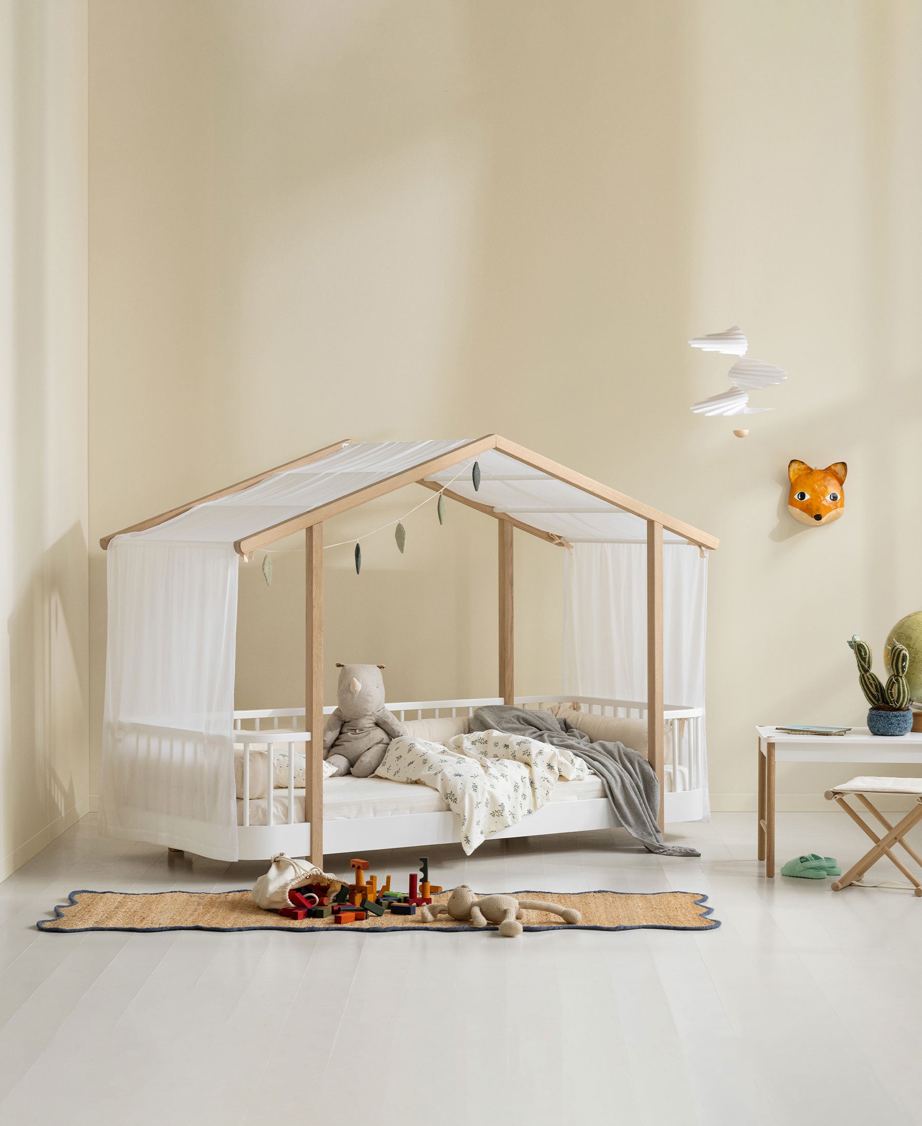 Wood Original house bed, white/oak