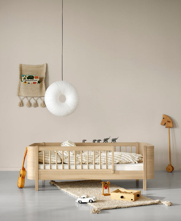 Mini+ low bunk bed to 2 junior beds, oak