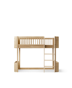 Wood Mini+ low loft bed, oak