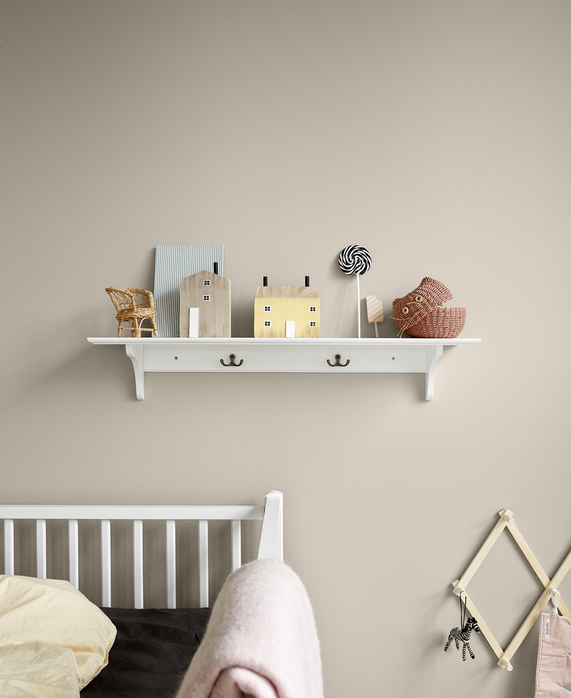 White nursery deals shelf with hooks