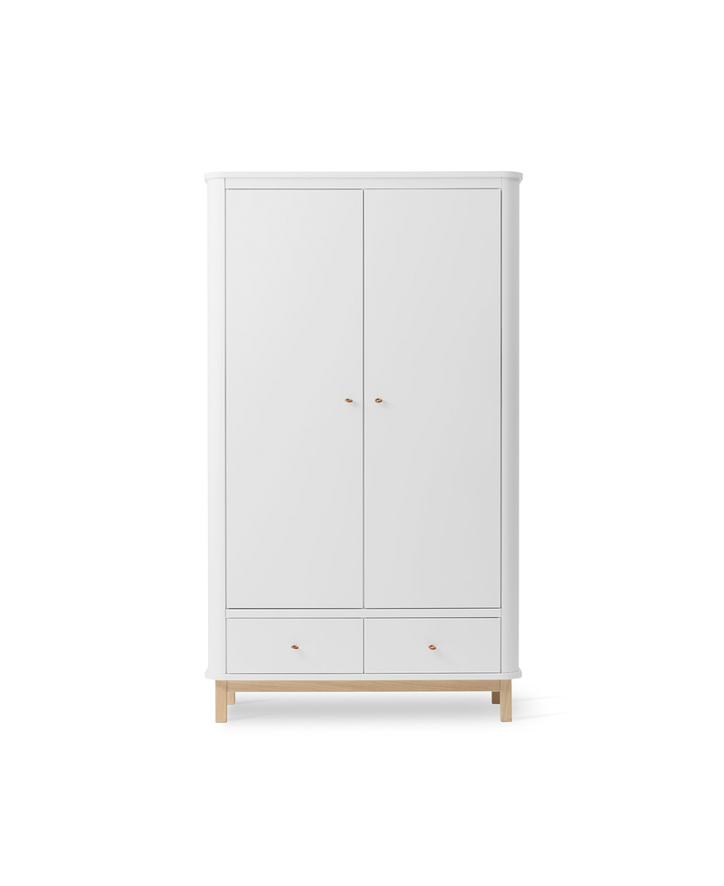 Wood wardrobe 2 doors - white/oak
