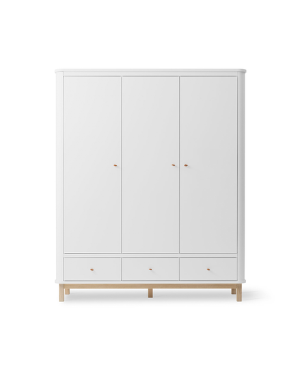 Wood wardrobe 3 doors - white/oak