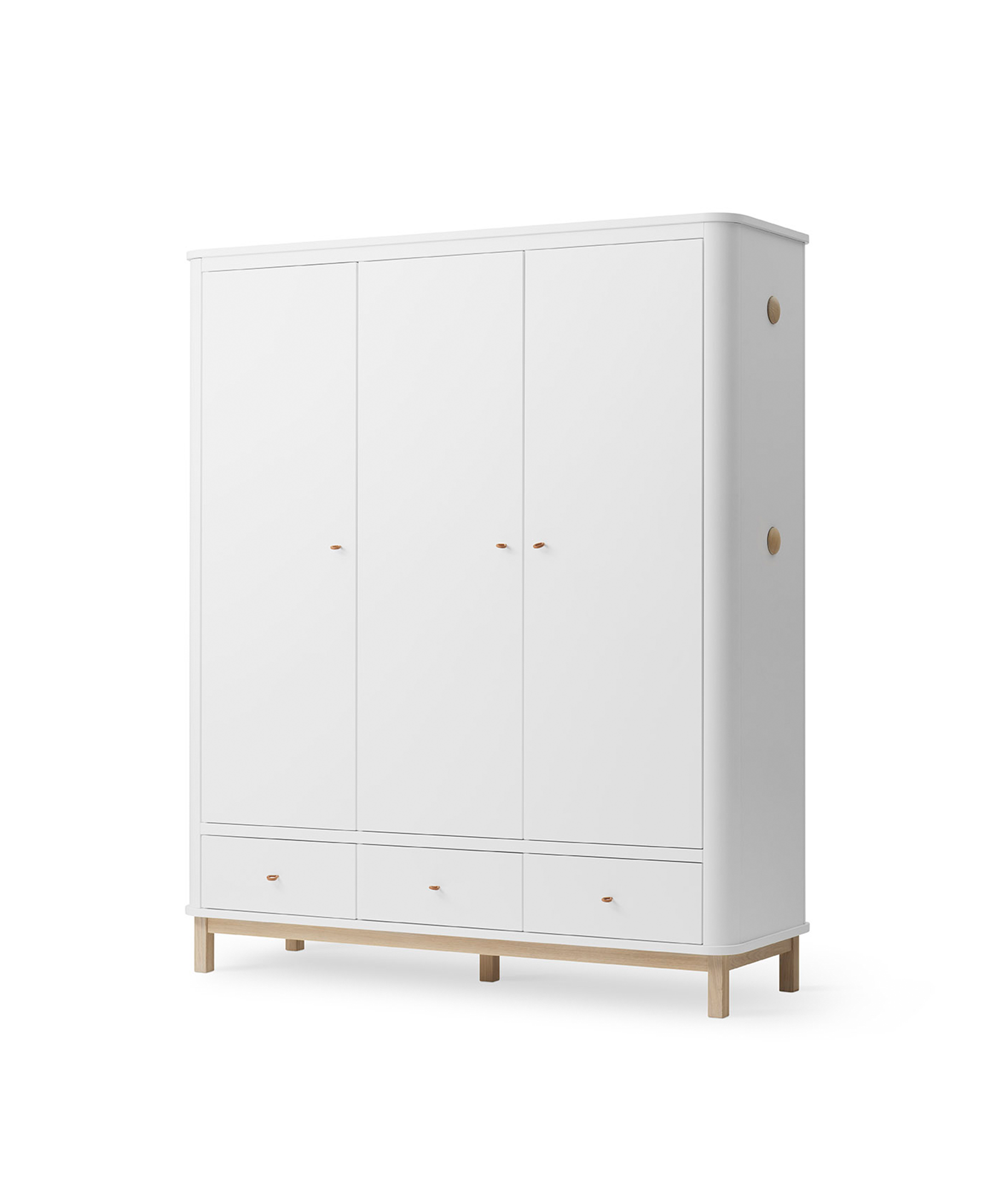 Wood wardrobe 3 doors - white/oak