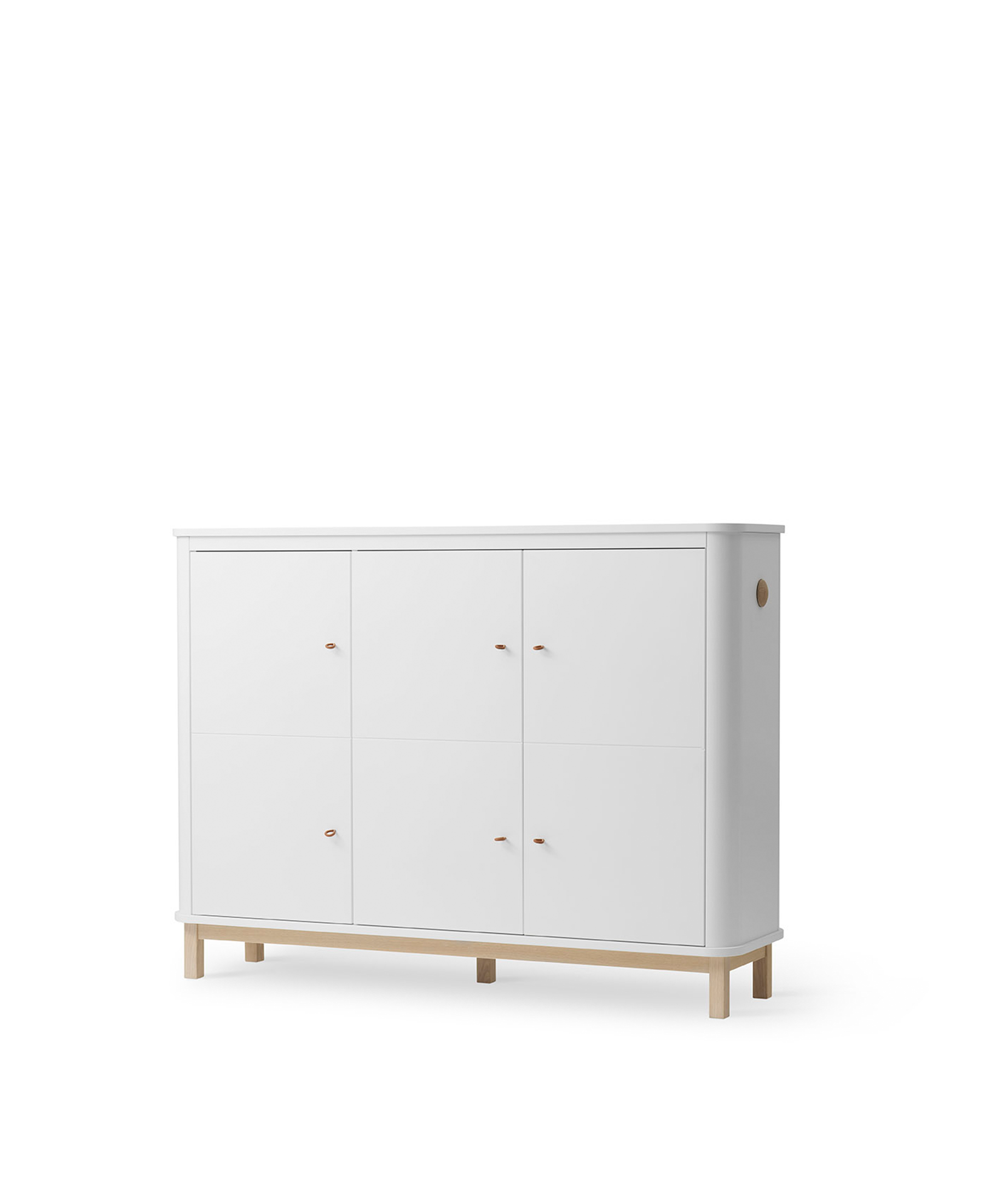 Wood multi cupboard 3 doors, white/oak