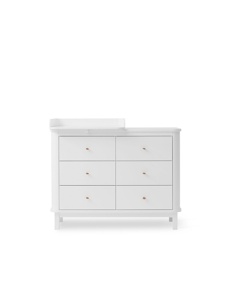 Wood nursery dresser 6 drawers w. top small white Oliver