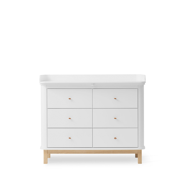 Wood nursery dresser 6 drawers w. top large white oak Oliver