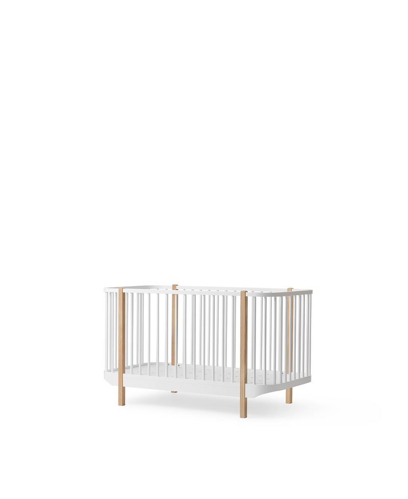 Wood cot, white/oak