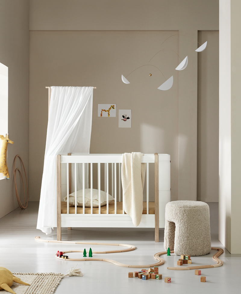 Wood Mini cot bed incl. junior kit white oak Oliver Furniture Com