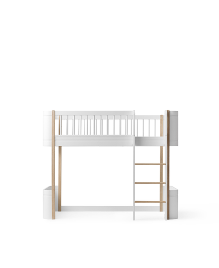 Wood Mini+ low loft bed, white/oak